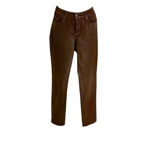 NWOT NYDJ dark brown skinny coated denim, size 2.